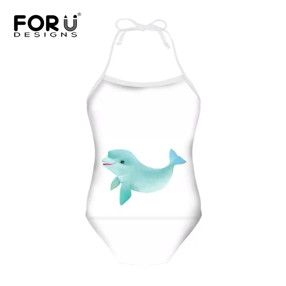 HMP005BS FORUDESIGNS/милый цельный костюм с принтом дельфина; купальный костюм для девочек; детская одежда для купания; одежда для купания для малышей; летний купальный костюм - Цвет: HMP005BS