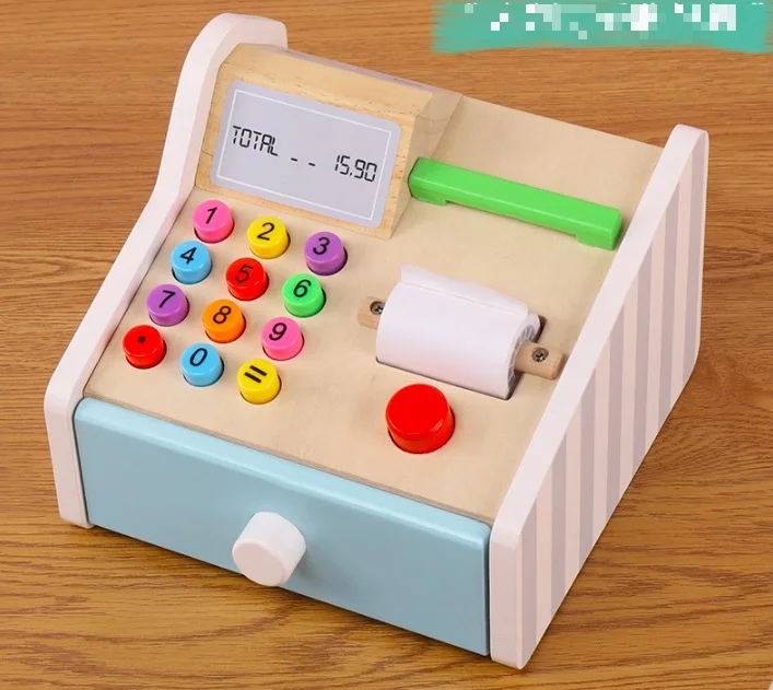 Ролевые игры ролевые игрушки Монтессори деревянный кассир игрушка стимуляция