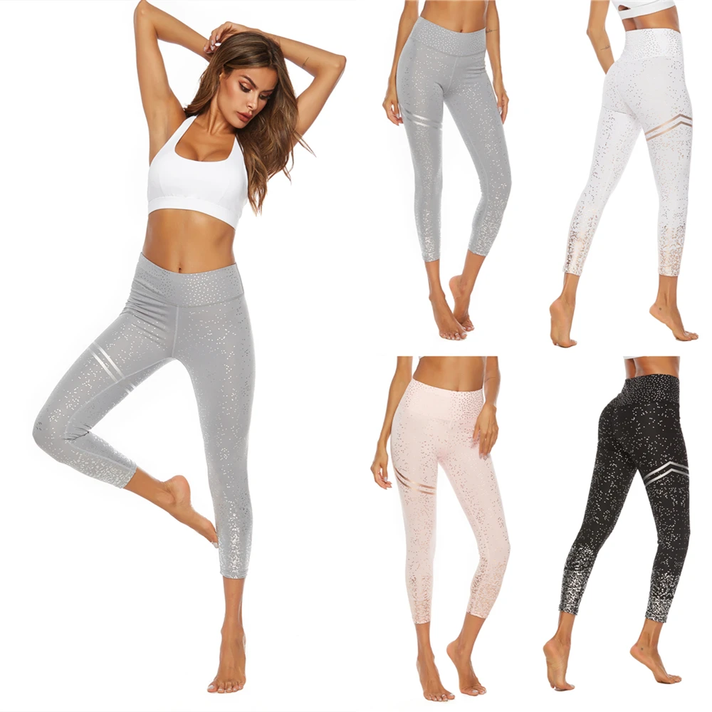 Леггинсы для йоги с золотым принтом женские сексуальные леггинсы спортзала