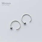 Женские серьги-кольца MODIAN из настоящего серебра 2021 пробы с круглыми бусинами, милые маленькие ювелирные украшения из серебра 925 пробы для подарка