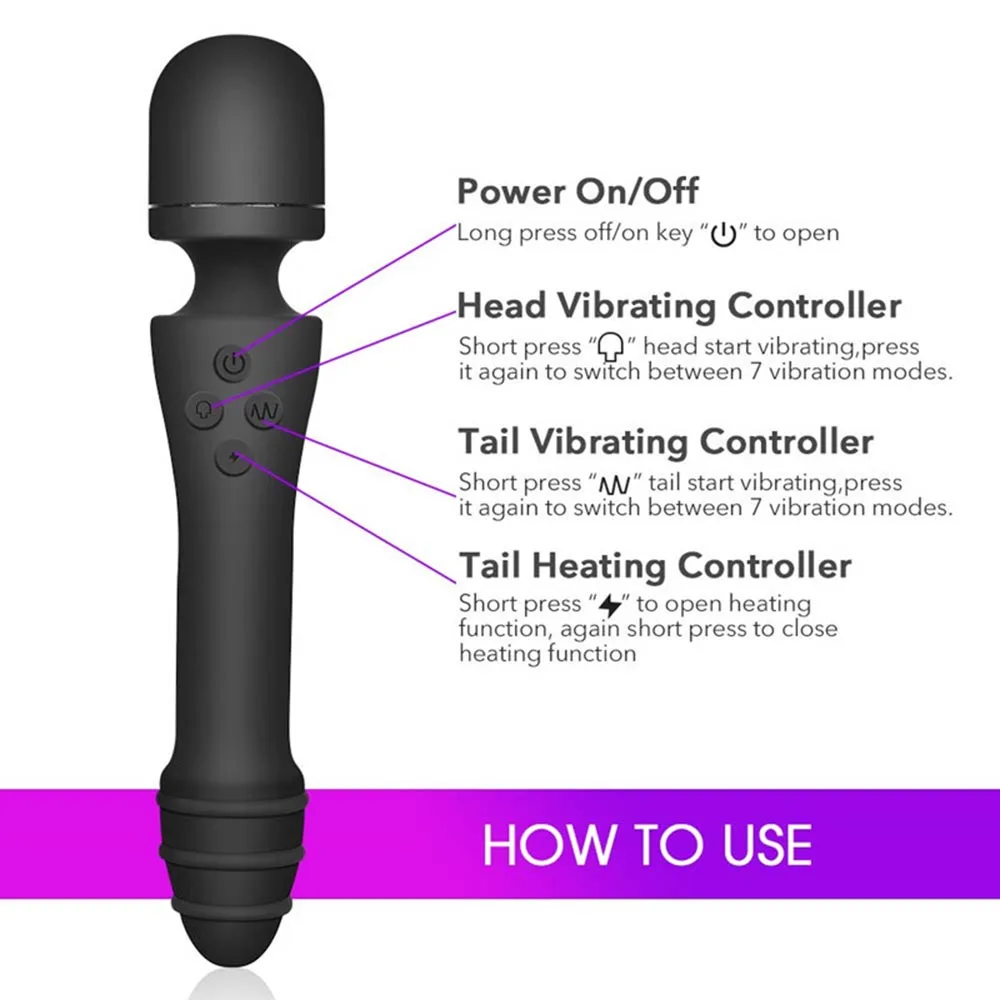 Двухголовый нагревательный вибратор-фаллос EXVOID AV Stick для массажа точки G вагинально у женщин. Волшебная палочка для секс-игрушек.