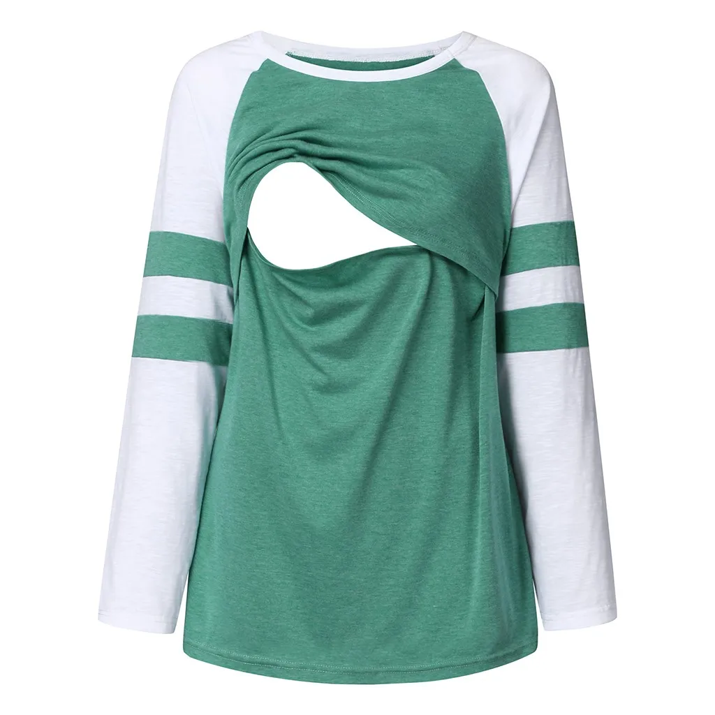 Одежда для беременных женщин Blusas для беременных, с длинным рукавом кормящих лоскутных цветов Топы Блузка для кормления грудью Roupa Femenina блузки