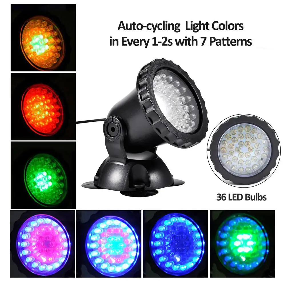 Аквариумный Светодиодный прожектор RGB подводный источник света 36 светодиодный s
