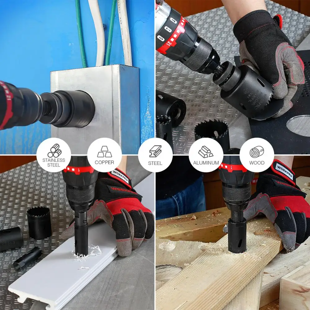 

9pc Hss Core Drill Bits Universal Hole Saw Set High Speed Steel Carbide Tip Hole Saw Tooth For Wood Metal