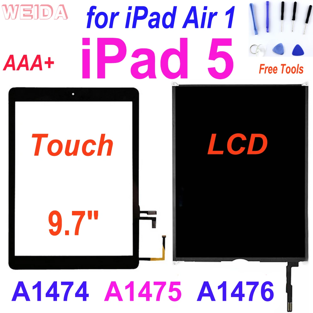 ЖК-дисплей для iPad Air 1 A1474 A1475 A1476 ААА + 9 7 дюйма сенсорный экран дигитайзер Замена air