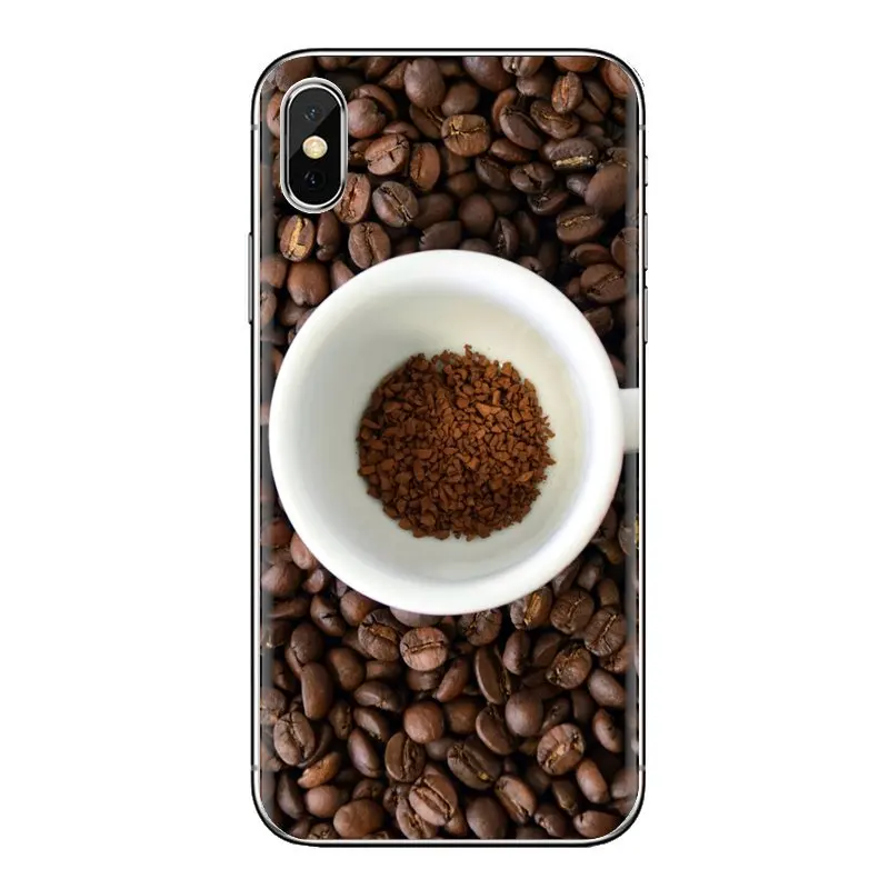 Transparent TPU Skin Cover For Samsung Galaxy J1 J2 J3 J4 J5 J6 J7 J8 Plus 2018 Prime 2015 2016 2017 Food Wallpaper Coffee beans |