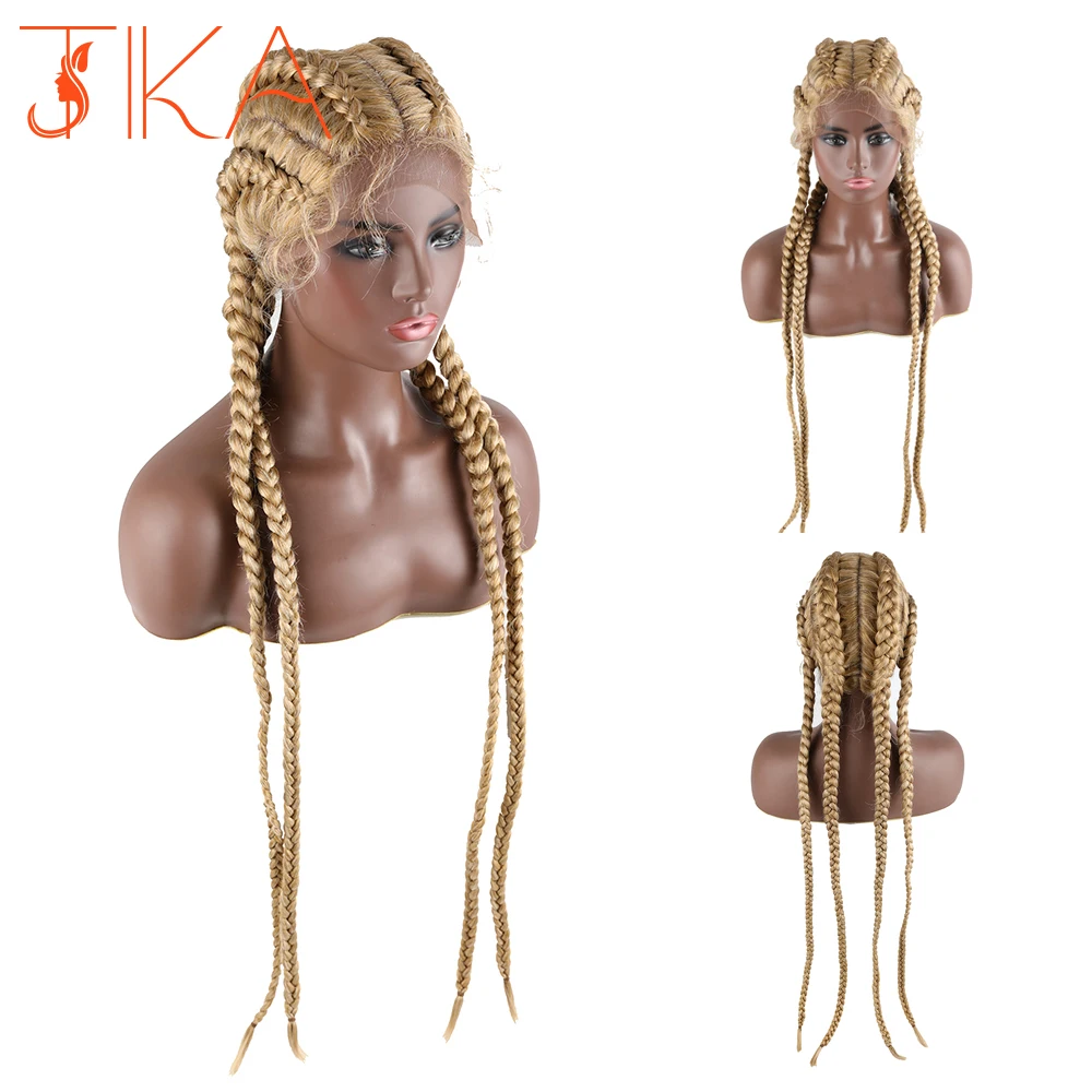 

Парик из кос Bonde, синтетические волосы, афроамериканские черные парики в коробке, оптовая продажа, 4 Длинные плетеные парики в коробке, 360 кру...