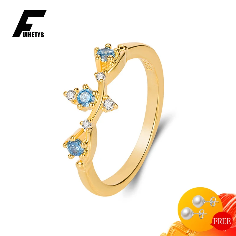 

Fashion Silver 925 Jewelry Ring for Women Crown Shape Sapphire Zircon Gemstone Charm Finger Rings Wedding Engagement Accessories