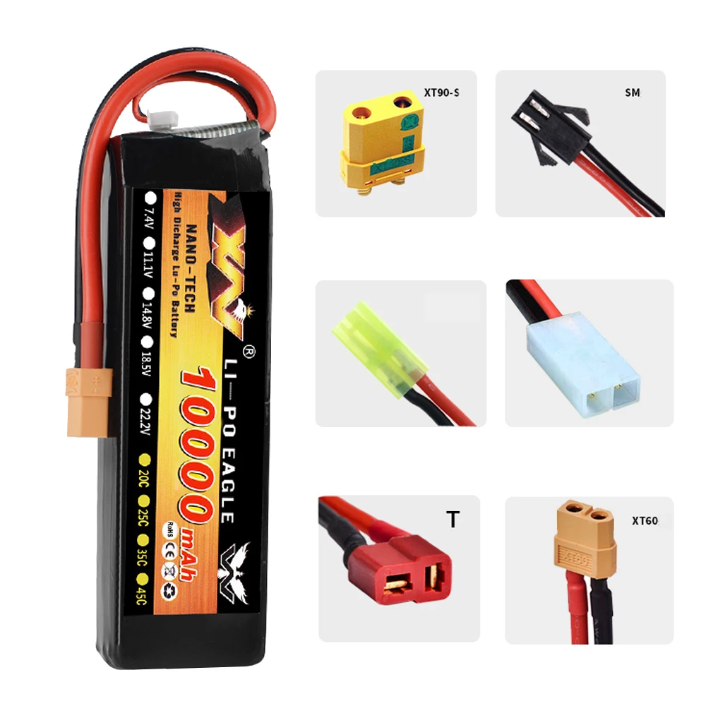 1 шт. YW бренд 7 4 V/11 V 2S 3S 10000MAH 35C RC Lipo батарея с T/XT60/XT90 Разъем для Wltoys грузовик/Дрифт