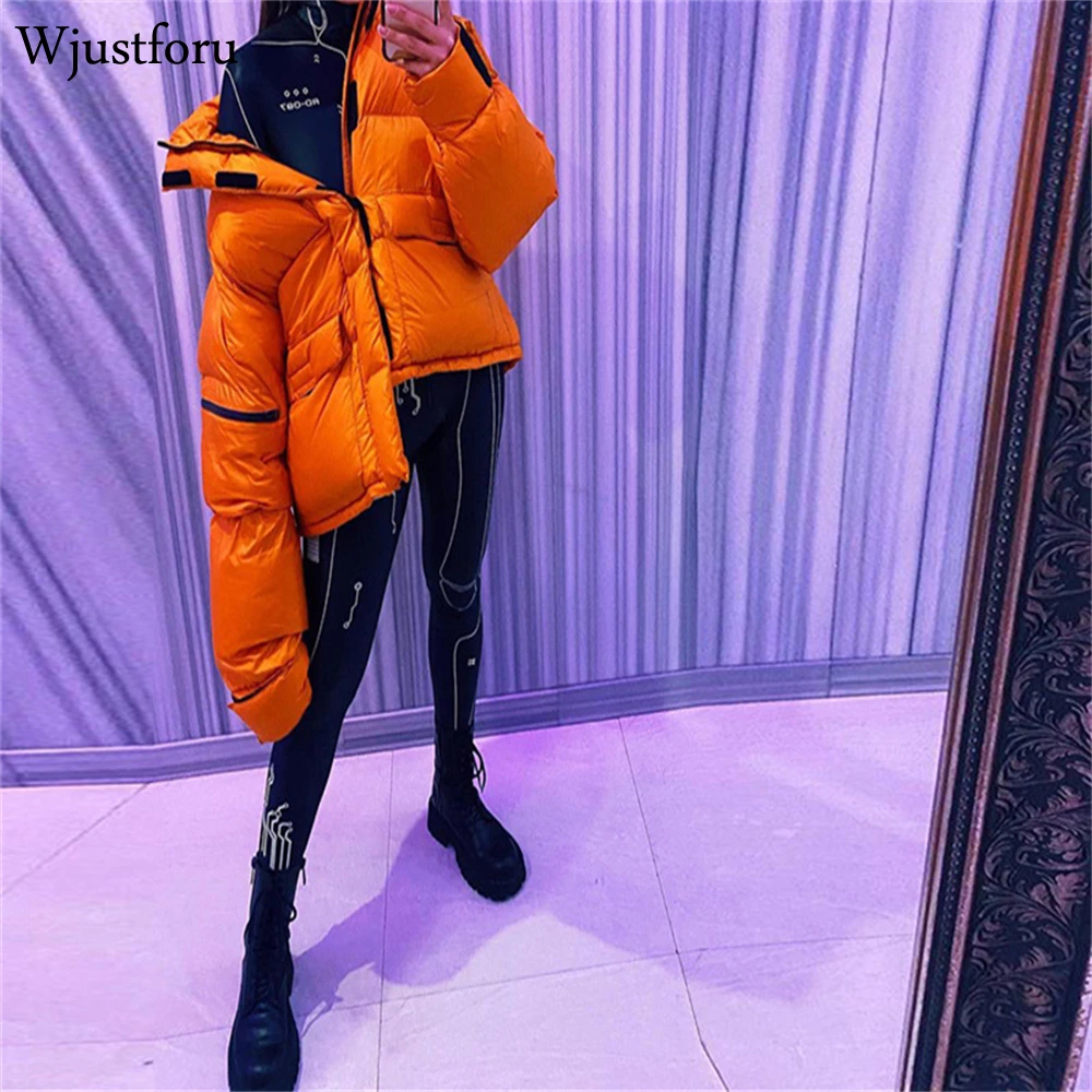 

Wjustforu Warm Bubble Puffer Jacket Women Casual Long Sleeve Coat Solid Zipper Streetwear Winter Fashion Slim Fashion Outerwear