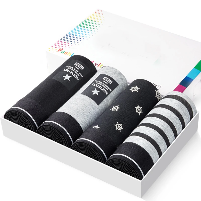 4 Pcs/lot Men Underwear Boxer Modal Man Print Short Breathable Flexible Shorts Boxer Male Pants Underpants Vetement Homme Cotton