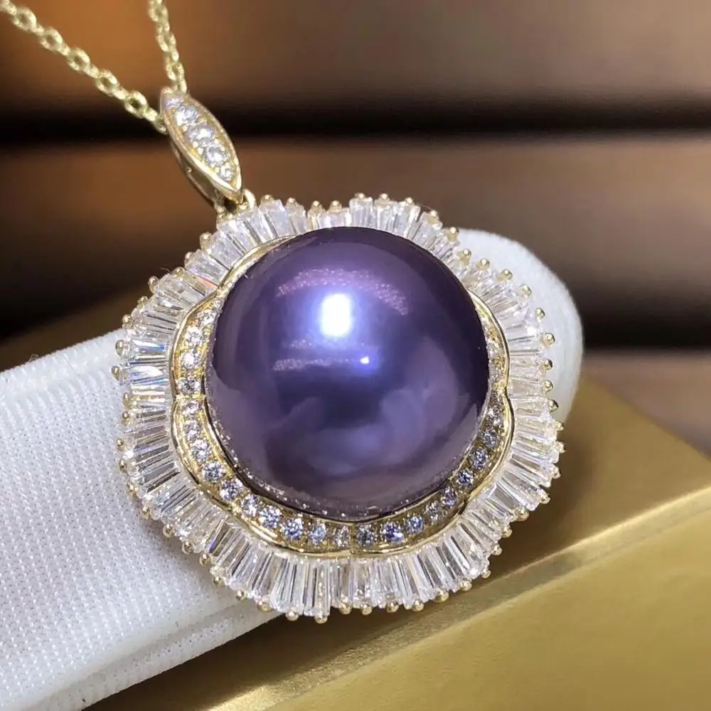 Женская подвеска из натурального жемчуга ожерелье желтого золота 14 к 15-14 мм |