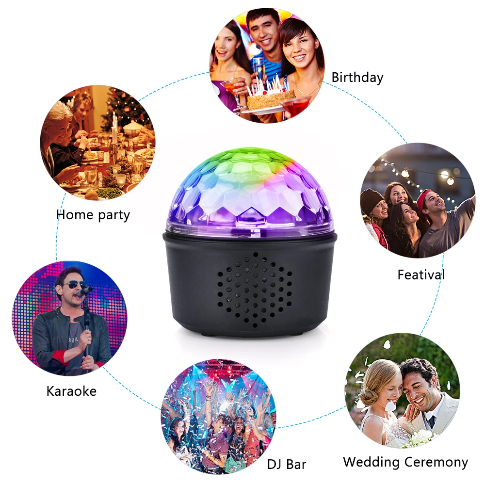 9 цветов диско шар Вечерние огни Bluetooth динамик кристалл магический светодиодный
