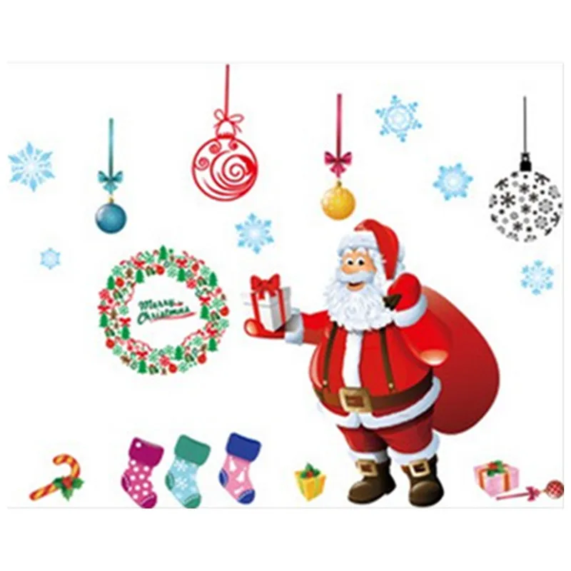 Рождественская елка Санта-Клаус 3d Виниловые настенные наклейки фестиваль