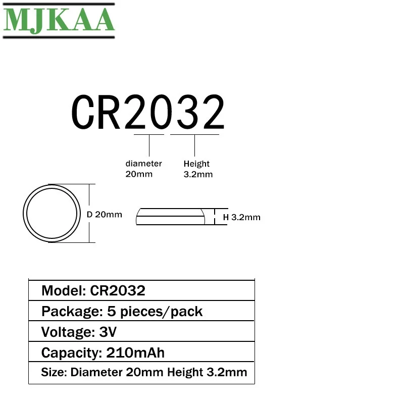 10 шт. Литиевые кнопочные батарейки CR2032 3 В BR2032 DL2032 ECR2032 CR 2032 для часов электронных