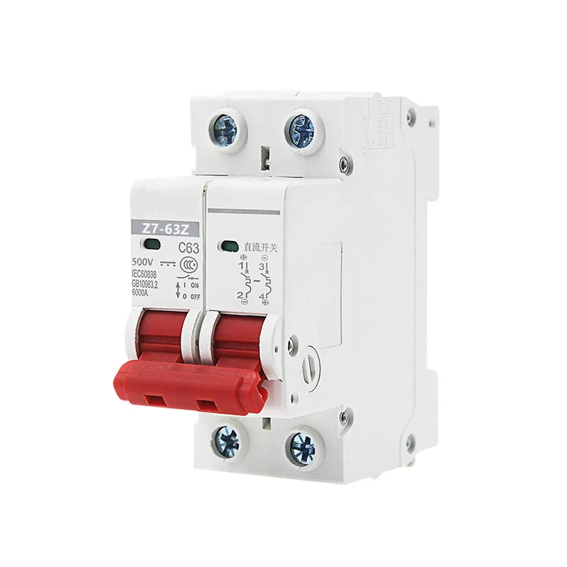 Фото 2 P DC 500 V солнечная мини-выключатель 6A/10A/16A/20A/25A/32A /40A/50A/63A DC Air переключатель MCB №2