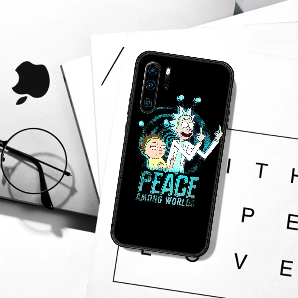 

Ricks Cartoon Mortys Funny Phone Case For Huawei P Mate 10 20 30 40 Pro Lite Smart 2019 2021 black Back Silicone Cover Trend