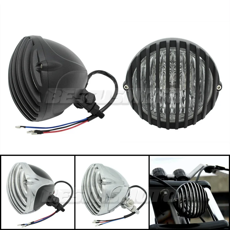

Motorcycle Universal Iron Metal Round Headlight Turn Signal Light Head Lamp For Harley Bobber Honda Yamaha Kawasaki Cafe Racer