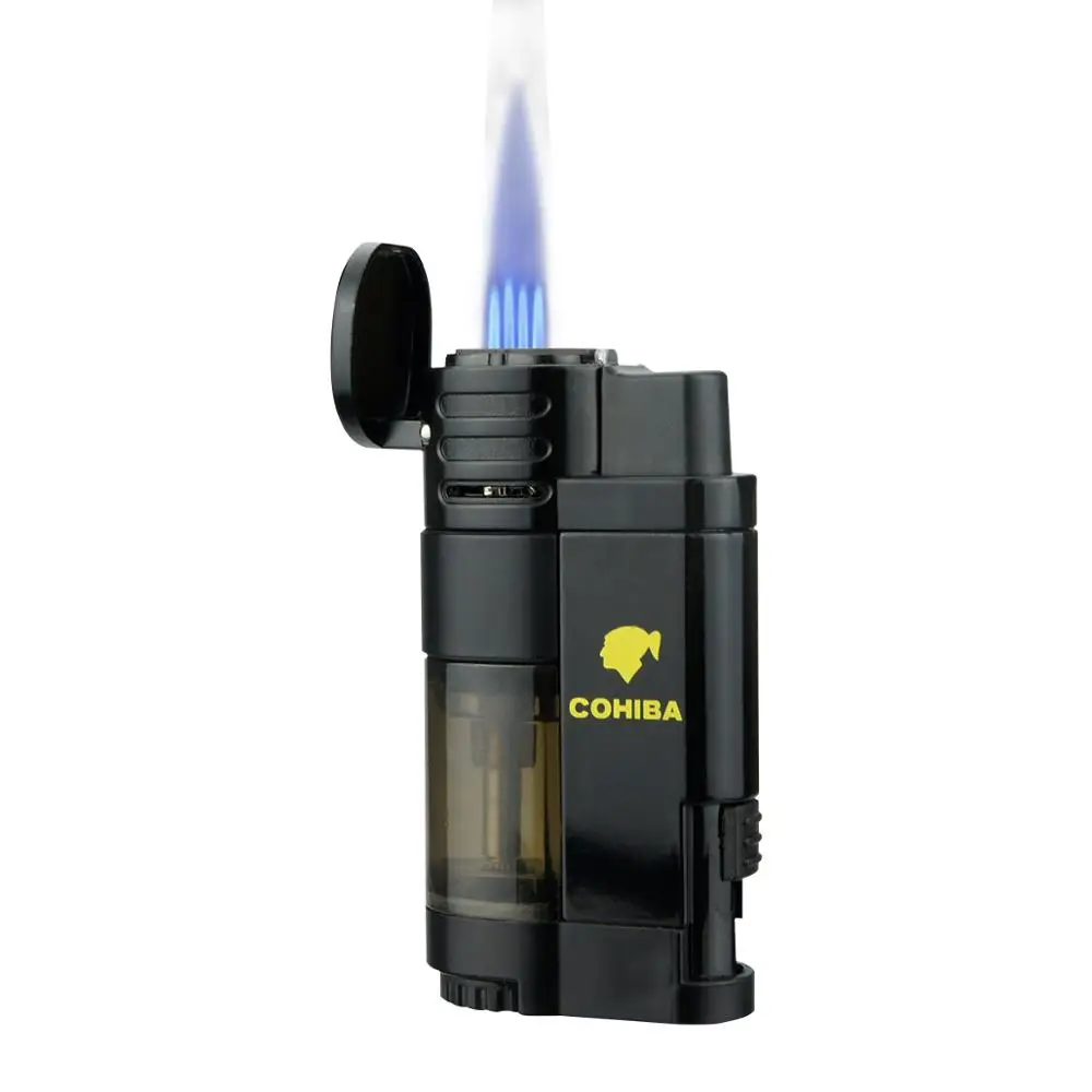 Фонарь зажигалка для сигар тройная струя пламени ветрозащитный бутан