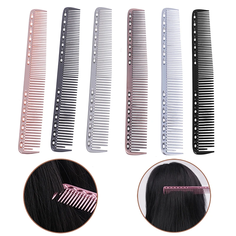 

Stainless steel space aluminum hair comb Metal Cutting Comb Anti-static Hair Hairdressing Barbers Salon Combs Double-headed comb