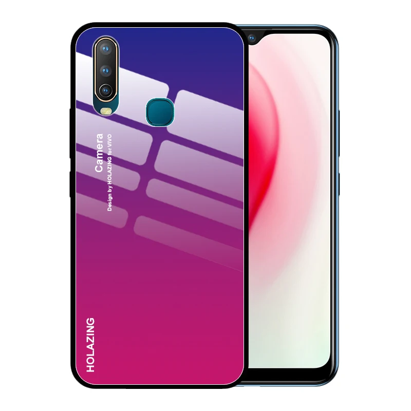 Чехол из закаленного стекла с градиентом и кристаллами для VIVO Y15 Y17 Y12 U3X U10 Y93 Y85 Y81 Y71