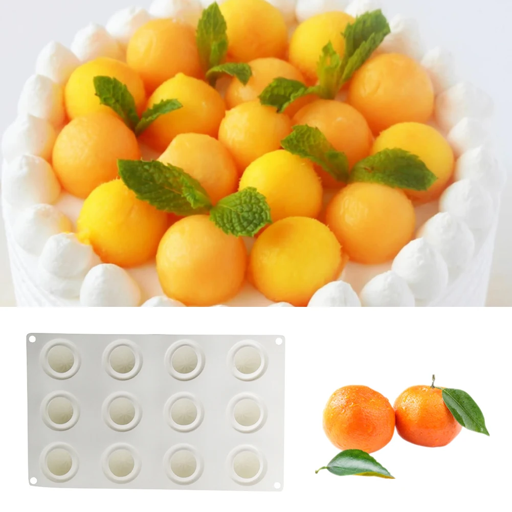 

Orange Fruit Mousse Cake Baking Molds 12 Cavity Non-stick Silicone Chocolate