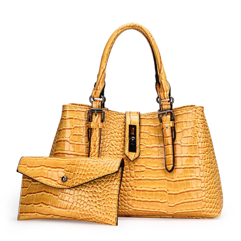 

Vintage Alligator Pattern Leather Bag Classic Simplicity Handbag Women 2 Pcs Composite Bags 2020 Autumn&Winter New Fashion Bags