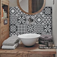 funlife white black moroccan tile kitchen backsplash bathroom wall sticker waterproofvintage diy home art decoration wall decal