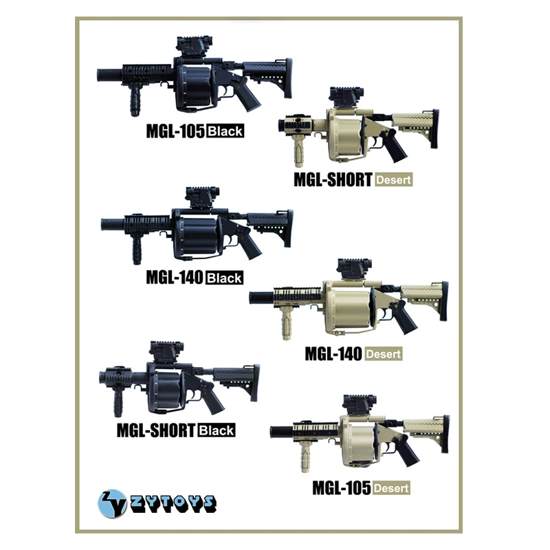 

1/6 Weapon and Firearm Model MGL Grenade Launcher Magazine Series Set 6pcs Toy Model