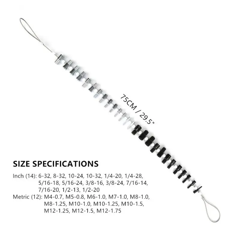 

1 Set Screw Accurate Thread Checker Portable Metal Measuring 26 Specifications Nut Bolt Tester Inch Metric Durable Identifier