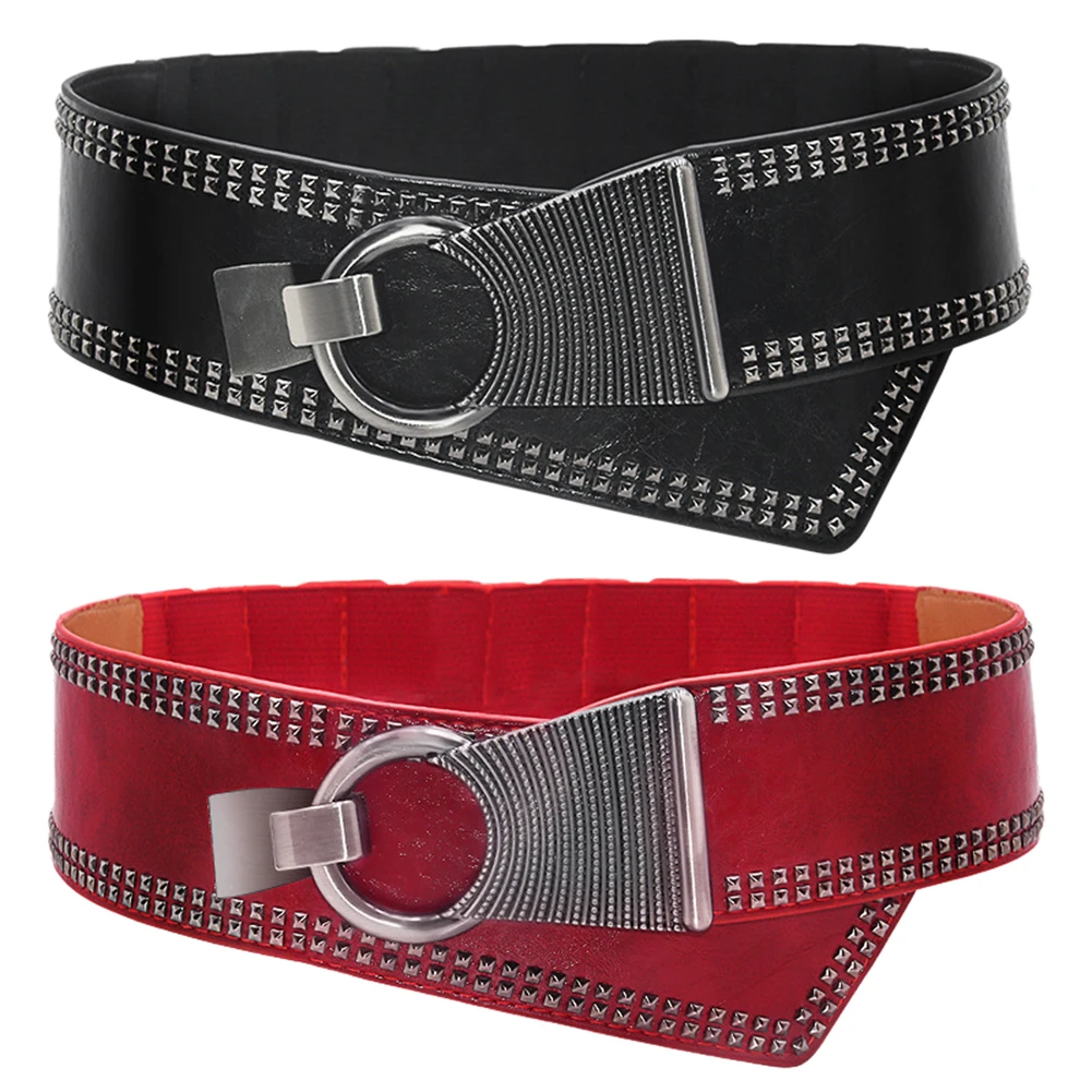 

Женский ремень-корсет из ПУ кожи, с заклепками