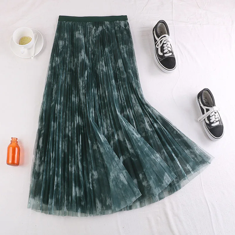 REALEFT весна лето 2020 новые винтажные клетчатые сетчатые тюлевые длинные