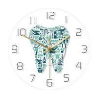 dentistry tooth wall clock dental care symbols acrylic hanging clock quiet movement wall watch dental department decor wall sign