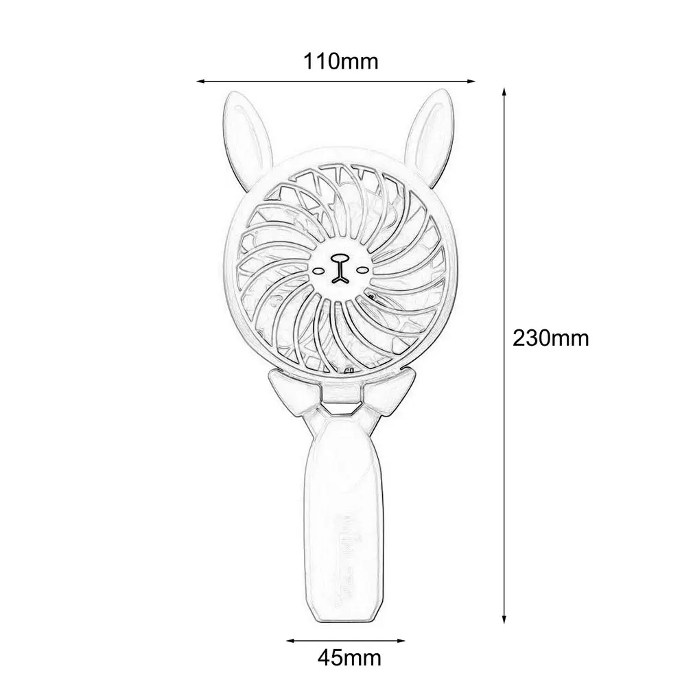 

Mini Cartoon Shape Three-speed Speed-adjustable Foldable Usb Fan Convenient Silent Energy-saving Handheld Charging Fan