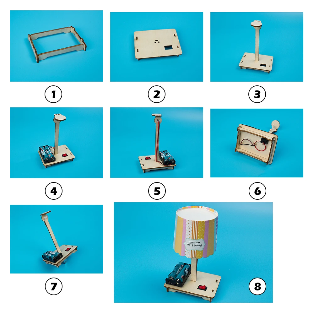 

DIY LED Table Lamp AA Battery Self Assembling Hand Made Wood Desk Lamp For intelligence development child building blocks Toys