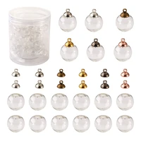 60pcsbox clear glass bottle charms mini globe ball empty bottles pendant with cap bail for jewelry making diy earring necklace