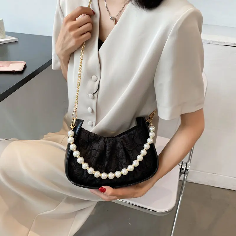 

Shoulder Bag Female Crossbody Bag Designer Handbag Backpack Polyester Chain Cloud Pleated Bag Beaded Zipper Fashion 2021 New