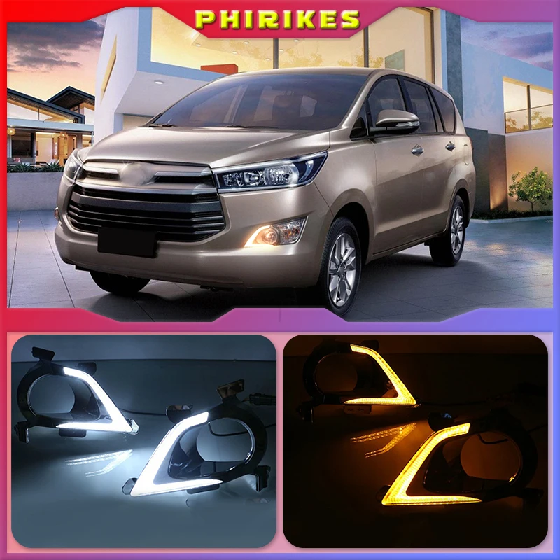 For Toyota Innova 2016 2017,Turning Yellow Signal Style Relay Waterproof ABS Car DRL LED Daytime Running Light Daylight