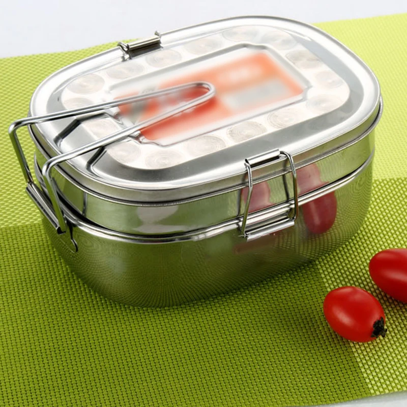

Double Layer Stainless Steel Box Square Bento Food Container Box Portabl Student Thermal Bento Lunch Case Food Storage Supplies