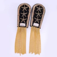 one piece breastpin tassels shoulder board mark knot epaulet metal badges applique patches for clothing az 2557