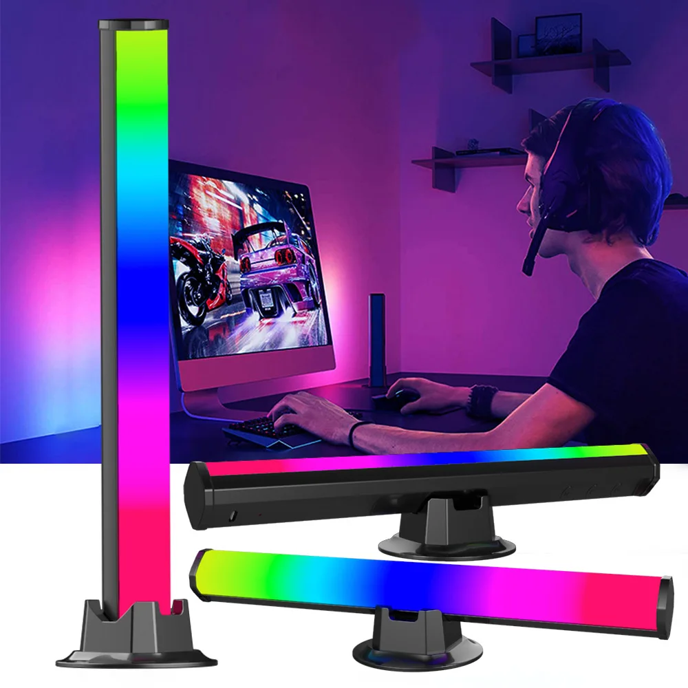 Музыкальный ритм RGB, управление звуком, цветной светодиодный компьютерный автомобильный атмосферсветильник свет, управление через приложение, пикап-полоса, лампа вечерние ринки, праздника