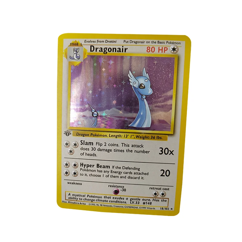 7PCS/Set Anime Pokemon Flash Cards 1996 First Edition Charmander Vulpix Beedrill Tangela Arcanine Dragonair Game Collection Card - купить по