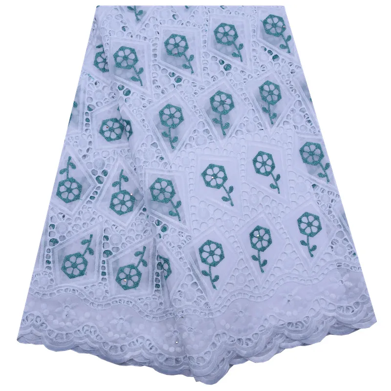 Light green Kalume отверстия африканская швейцарская хлопок вуаль кружева в швейцарской мягкой нигерийской Тюль кружевная ткань с камнями для одежды F1776 - Цвет: Light green
