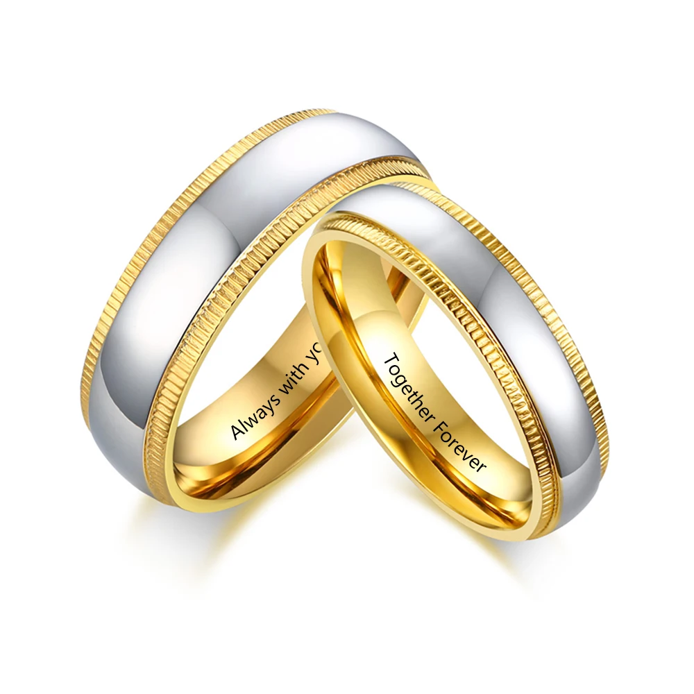 Парные кольца из нержавеющей стали выгравировать имя для возлюбленной помолвки