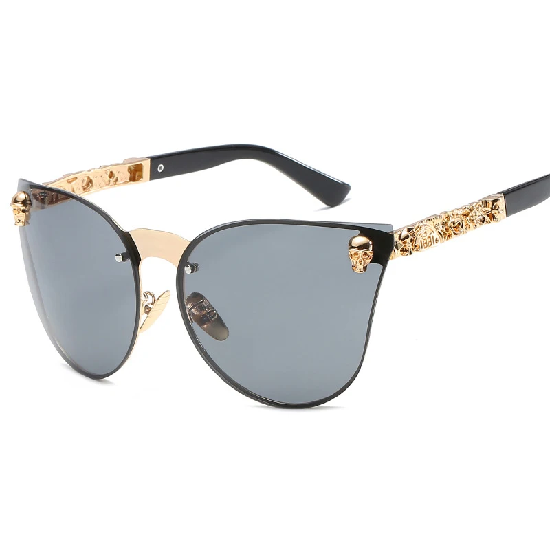 Женские готические солнцезащитные очки в оправе с черепом металлической защитой