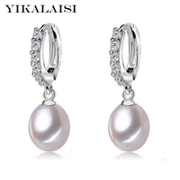 yikalaisi natural freshwater pearl jewelry for office women 8 9mm drop 925 sterling silver earrings white pink purple black