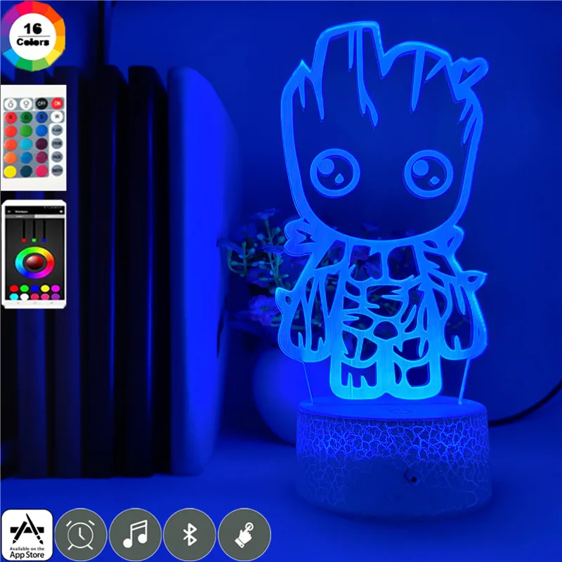 Светодиодный 3D светильник с героями комиксов Марвел фигура Мстителей дерево