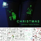Rocooart светящиеся рождественские тату-наклейки светящиеся Временные татуировки зимние снежные Мультяшные татуировки Snata поддельные татуировки для детей
