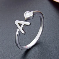 26 letter ring s925 silver color ring adjustable silver color fashion exquisite gift jewelry girlfriend anniversary gift