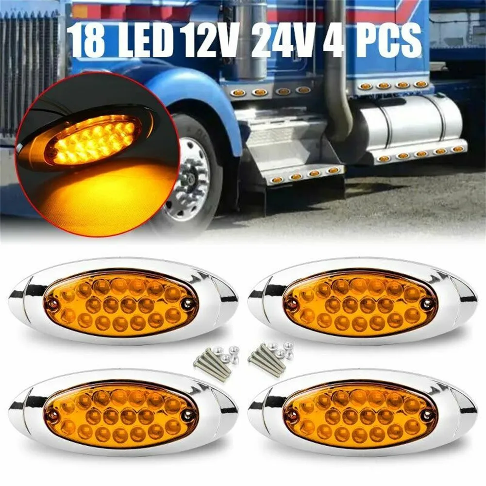 

4pcs Amber 6.5" LED Side Marker Indicator Light Truck Trailer Turn Signal Side Marker Lights, Rear Tail Lights For 12v 24v Car